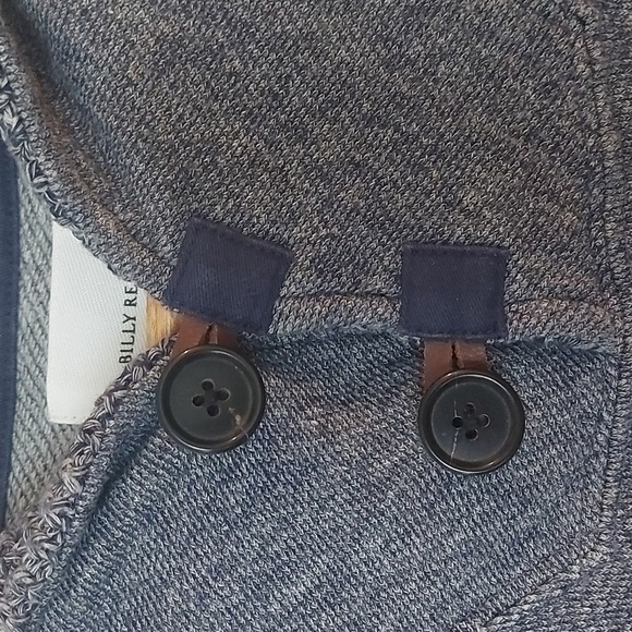 Billy Reid Knit Shawl Collar Welt Pocket Long Sleeve Blue/Gray Sweater Size L - Picture 4 of 8